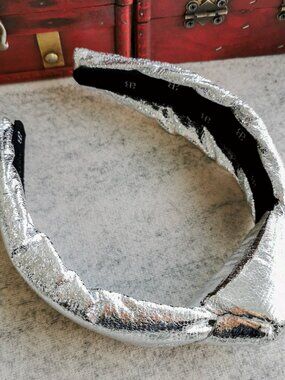 Alicia Bonnie The Precious Metals Knotted Headband - Faux Leather Silver Metalli